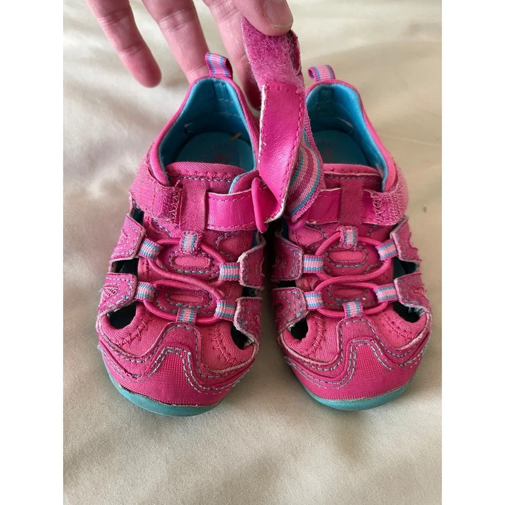 Surprise Toddler Girls Pink / Green Tennie Style Sandals